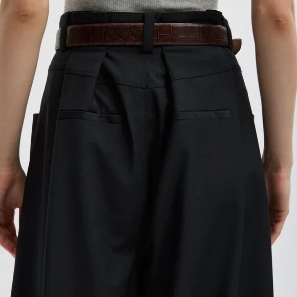 Tibi Tropical Wool Walker Wide Leg Pant in Black - Picture 3 of 8